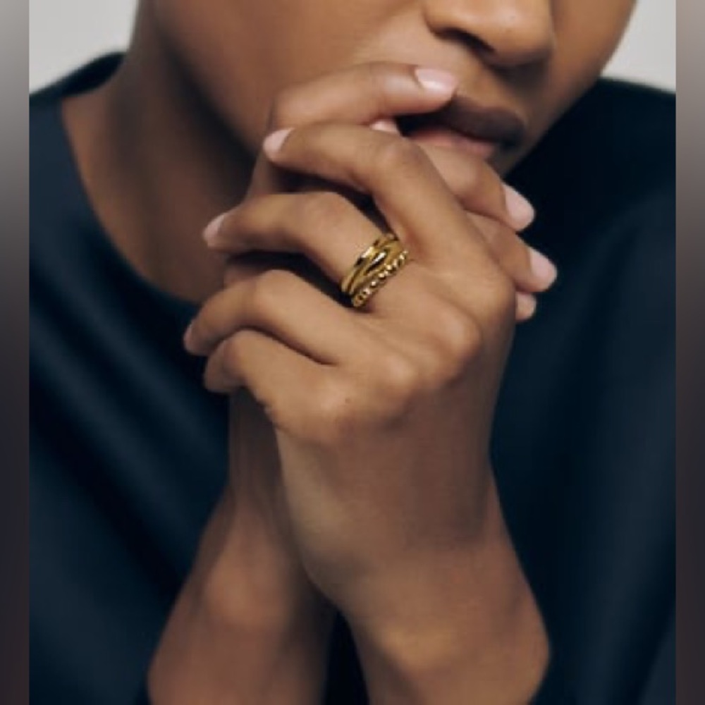 Monica Vinader Nura Teardrop Ring 18K Gold Vermeil Size 7